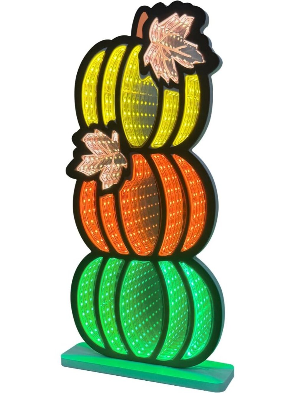 🎃 3 Stacked Pumpkins Halloween Decor Infinity Mirror Tunnel Lights